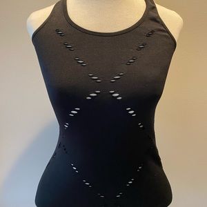 IVY PARK Black Scoop Neck Stretch Tank With Eyelets XXS/XS